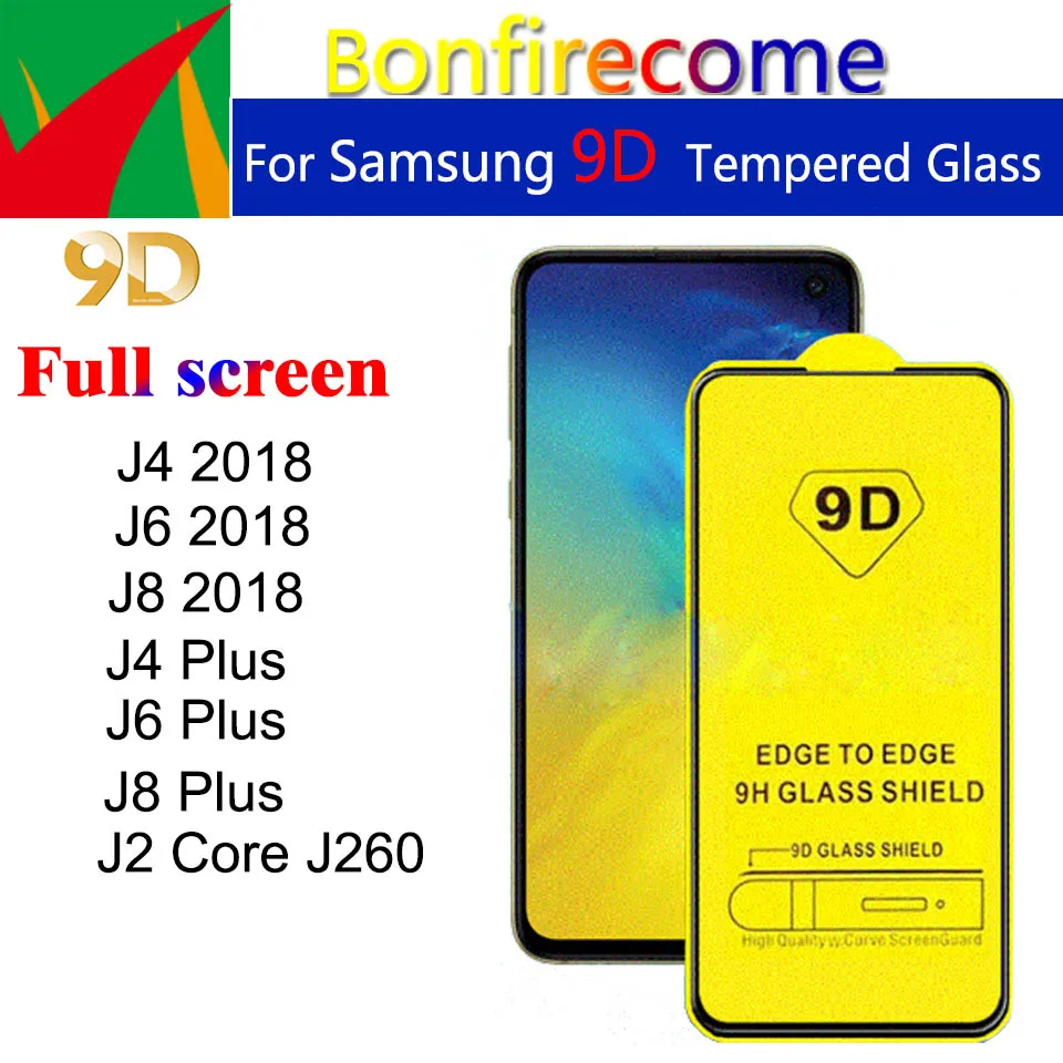 50 шт. 9D полное изогнутое закаленное стекло для Samsung Galaxy J260F J2 J4 Core Защита экрана J6