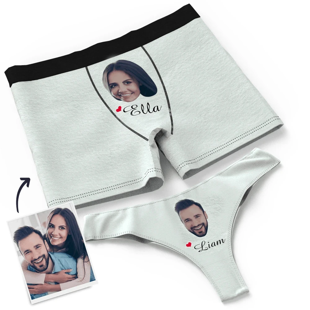 Juego ropa interior personalizado de propiedad de tu nombre y cara, juego de ropa interior de boda personalizado, regalo del del aniversario San Valentín|Calzoncillos| - AliExpress