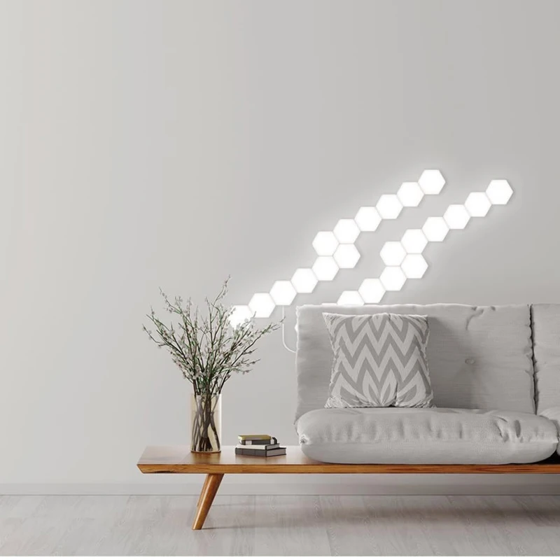 Simple combination splicing touch-sensitive intelligent quantum light LED honeycomb corridor bedroom background wall wall lamp