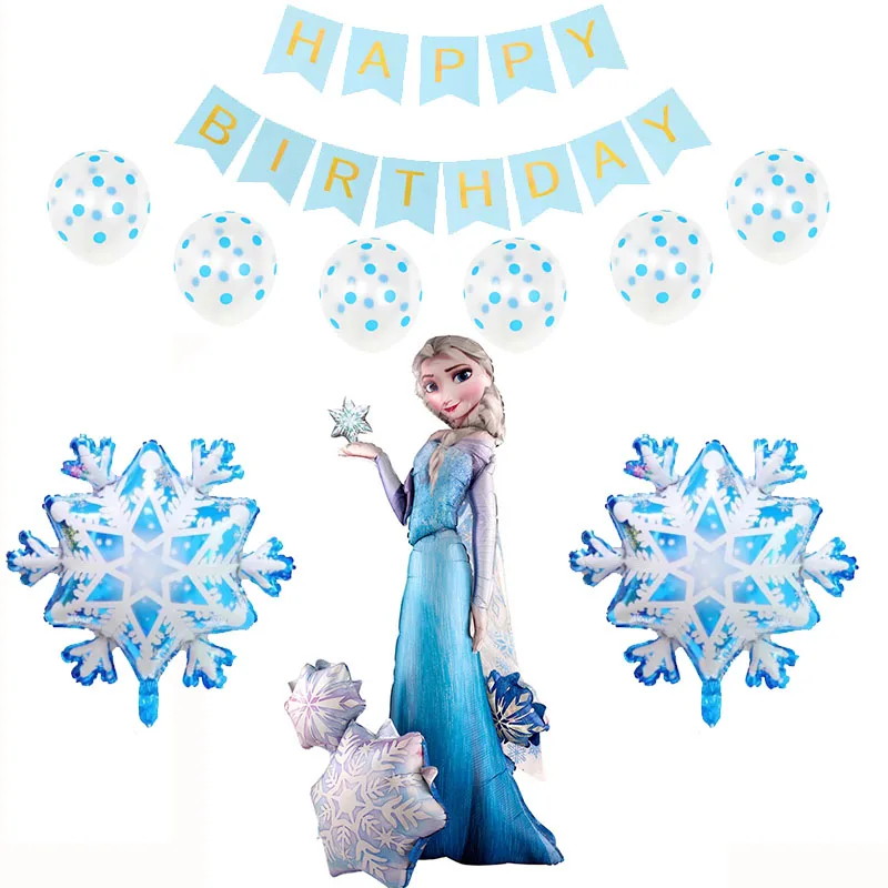 Воздушные шары из фольги с 3D изображением принцесс Эльзы и снежинок, синие и белые рождественские украшения для дома и дня рождения - Цвет: As shown
