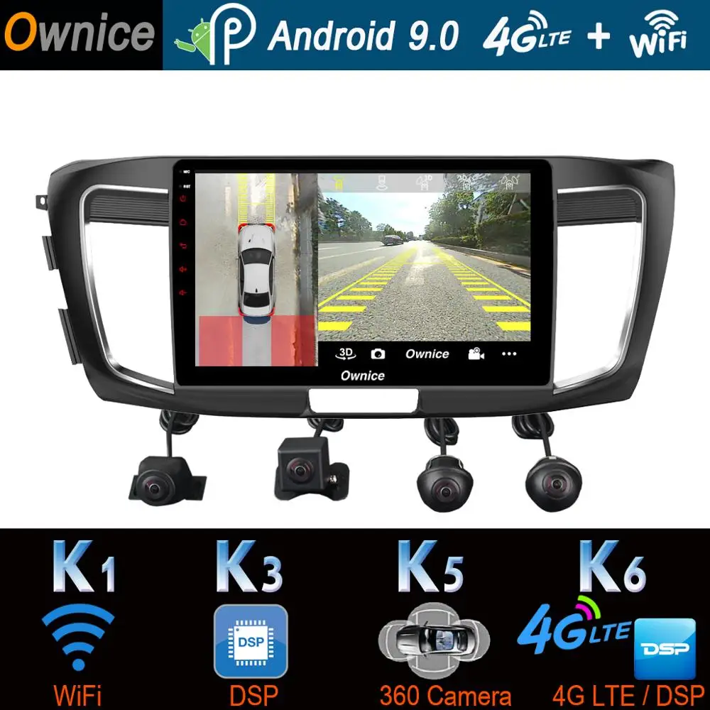 

360°Panoramic 4G LTE Android 9.0 8Core 4+64G Car Multimedia Player SPDIF DSP CarPlay GPS Radio For Honda Accord 9 2014 2015 2016