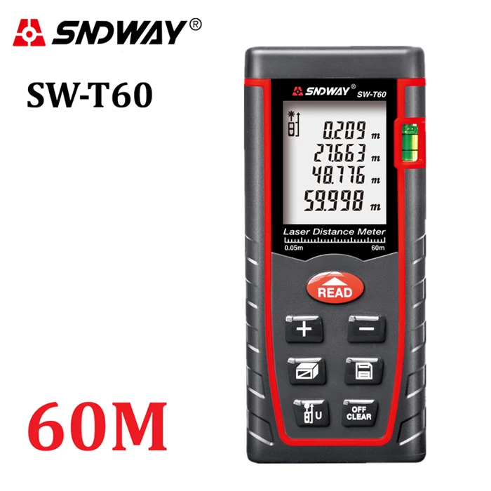 SW-T60 60M Лазер sndway, дальномер 40 м, 60 м, 80 м, 100 м, дальномер, trena, Лазерная Лента, дальномер, устройство для измерения, линейка, инструмент для тестирования - Цвет: SW-T60 60M