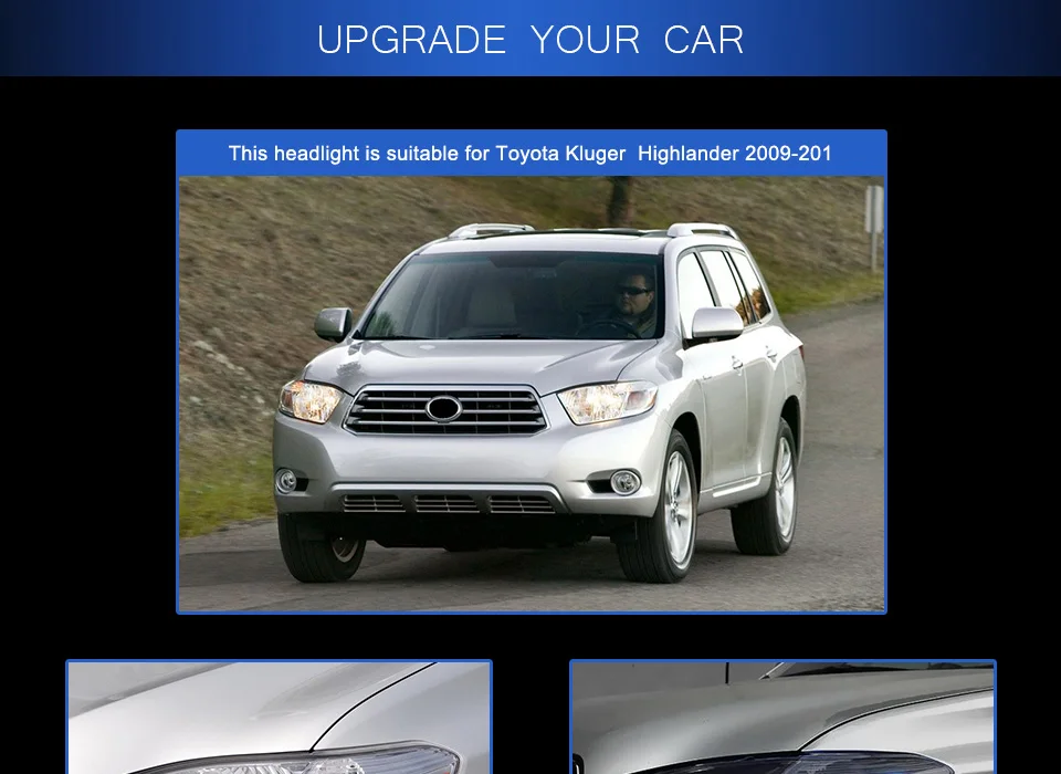 2 шт 2008 2009 2010 2011y фара для Toyota фара highlander все в светодиодный динамический DRL головной свет highlander дневной свет