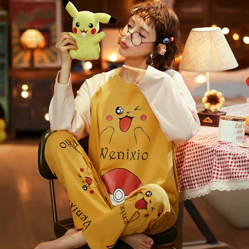 

Anime Pajamas Sets Long Sleeve Sleepwear Suit Cartoon Home Women Pajamas Nightwear Warm Spring and Autumn