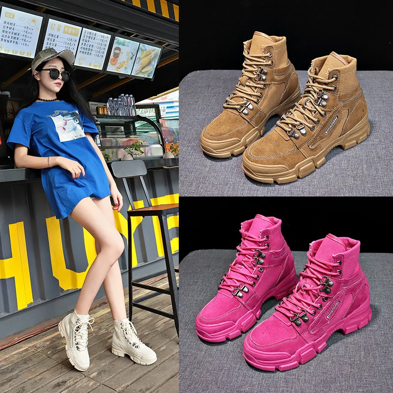 

2018 New Products INS Hight-top Trend WOMEN'S Canvas Shoes Lace-up WOMEN'S Shoes Wear-Resistant-