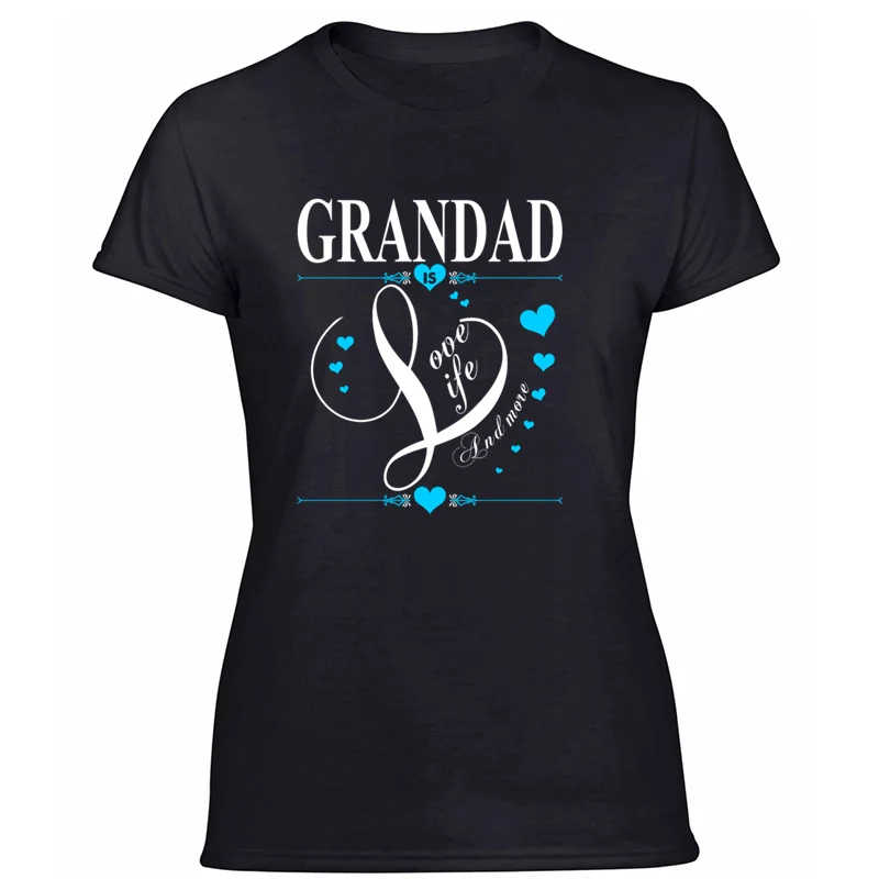 Women-Black Футболка с принтом Comical grandad is love life and more, мужская и женская новинка, Мужская одежда, футболка с круглым вырезом - Цвет: Women-Black