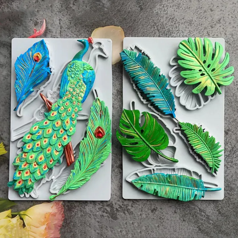 

Peacock/turtle leaf silicone mold Cake decoration Fondant cake decoration tool Chocolate soap candle decoration baking tool