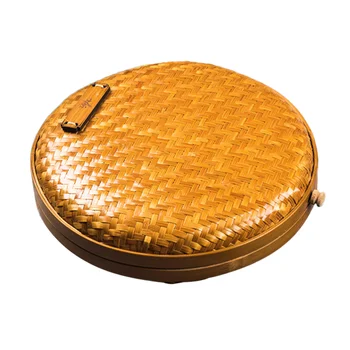 

1PC Bamboo Weave Tea Accessory Storage Box Creative Storage Basket Tea Supplies Storage Container for Home Living Room (Size S)