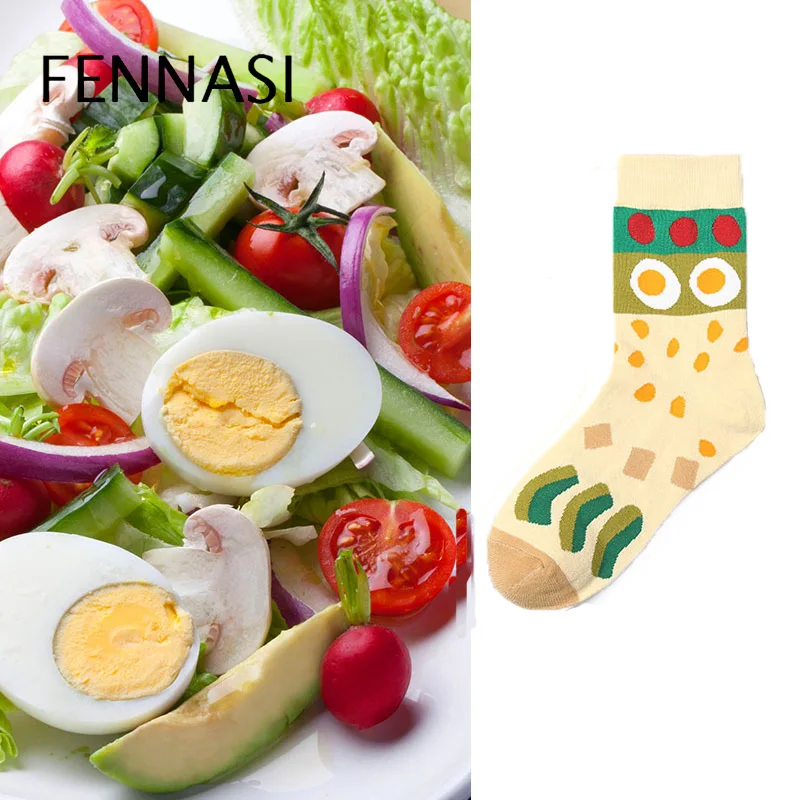 FENNASI, новые весенние и осенние женские носки с мультяшными героями, креативная серия жизни, суши рисовый шар, Harajuku, женские хлопчатобумажные забавные носки