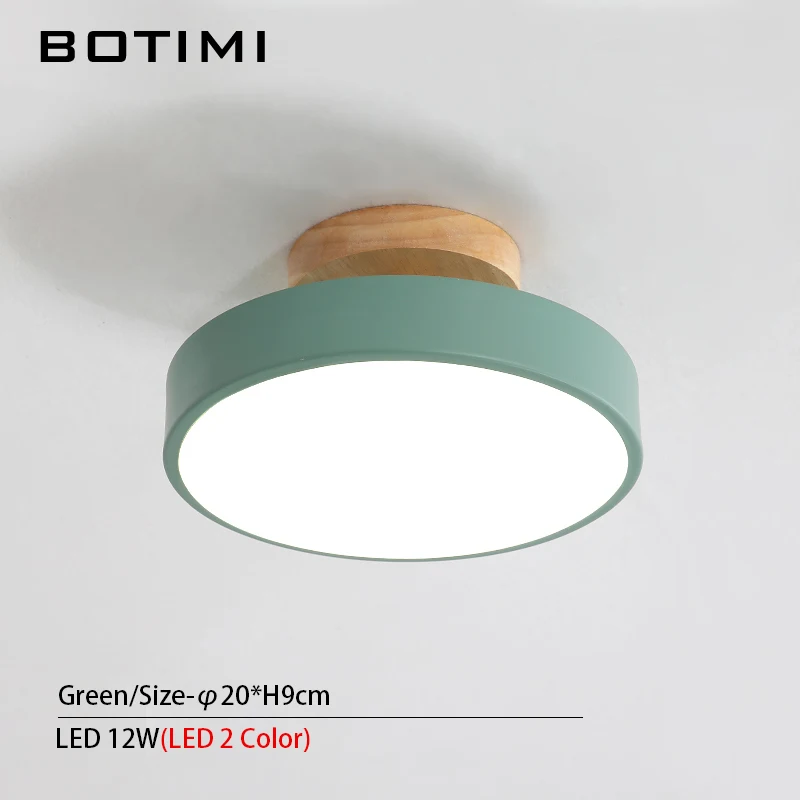 Green BOTIMI современный круглый светодиодный потолочный светильник белый металлический коридор балкон гардероб серый домашний вход Небольшой потолочный светильник - Цвет корпуса: Green