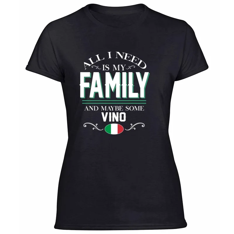 Футболка с принтом «Italians All I Need Is My family Vino» Футболка мужская футболка с круглым вырезом и надписью Мужская футболка
