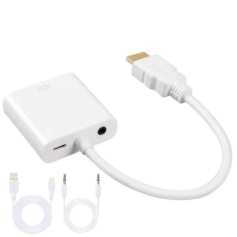 Audio Power Supply Высокое качество HDMI в VGA адаптер мужской в Famale конвертер адаптер 1080P цифро-аналоговый видео аудио для ПК ноутбук планшет - Цвет: Audio Power Supply