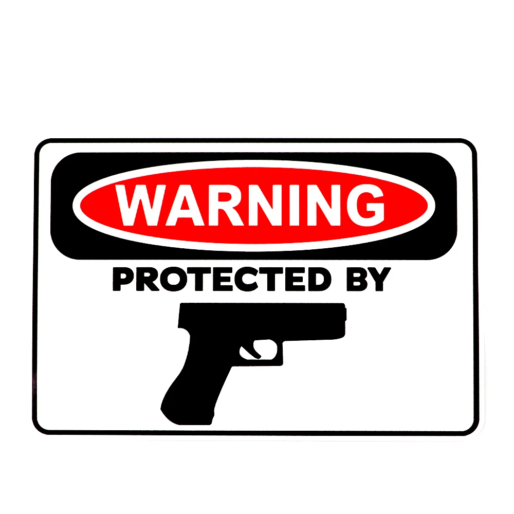 

15cm * 10cm Creative Protection Pistol Decal Warning Cool Car Sticker Pvc Personality Fashion Body Waterproof Exquisite Decorate