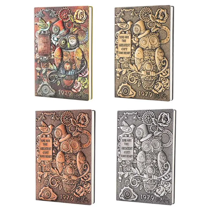 Creative Mechanical Owl Embossed A5 Leather Notebook Journal Notepad Travel Diary Planner School Office Supplies