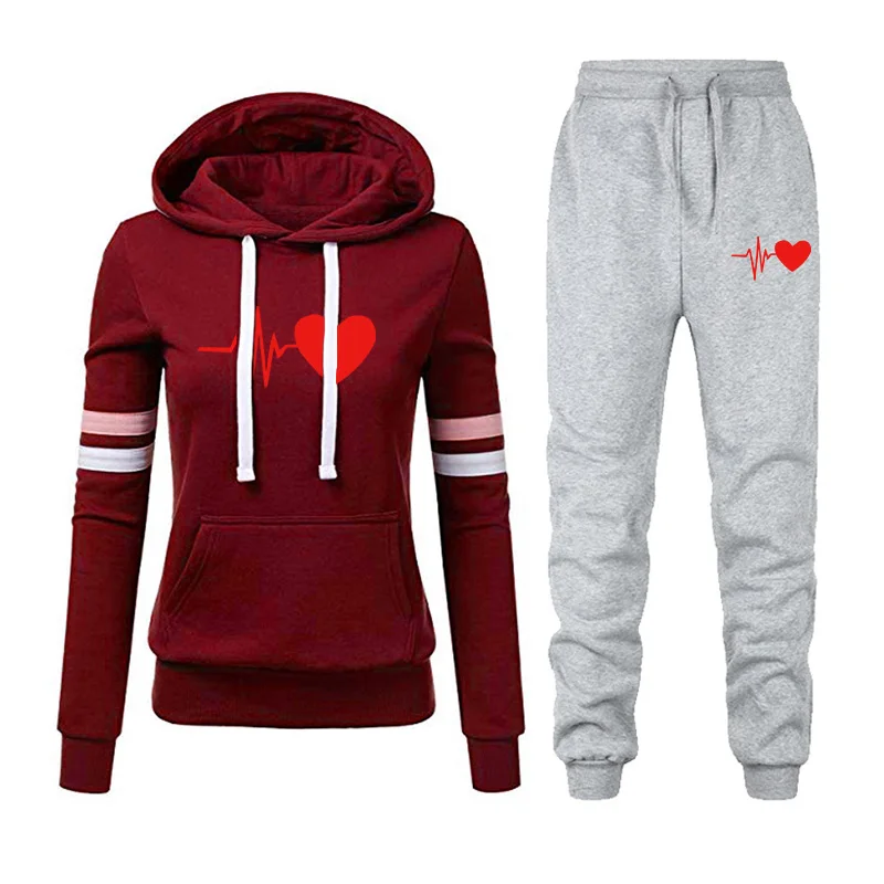 Женский спортивный костюм из 2 х предметов Повседневная Толстовка с длинным