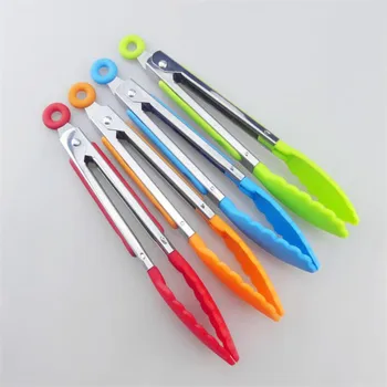 

8 inch Silicone BBQ Grilling Tong Salad Bread Serving Tong Non-Stick Kitchen Barbecue Grilling Cooking Tong with Joint Lock