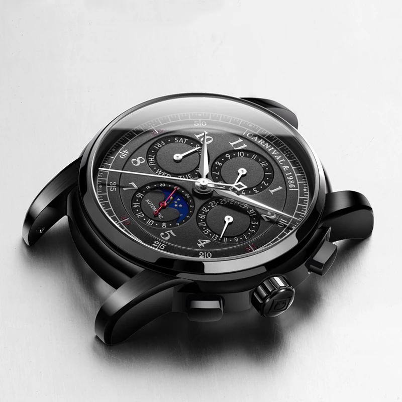 Многофункциональные автоматические часы мужские кожаный ремешок механические часы для деловых людей карнавальные мужские часы наручные часы Erkek Kol Saati
