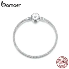Bamoer браслет-цепочка с попкорном для бусин, фирменное выгравированное Фирменное серебряное ювелирное изделие, подходит для оригинального серебряного шарма BSB014