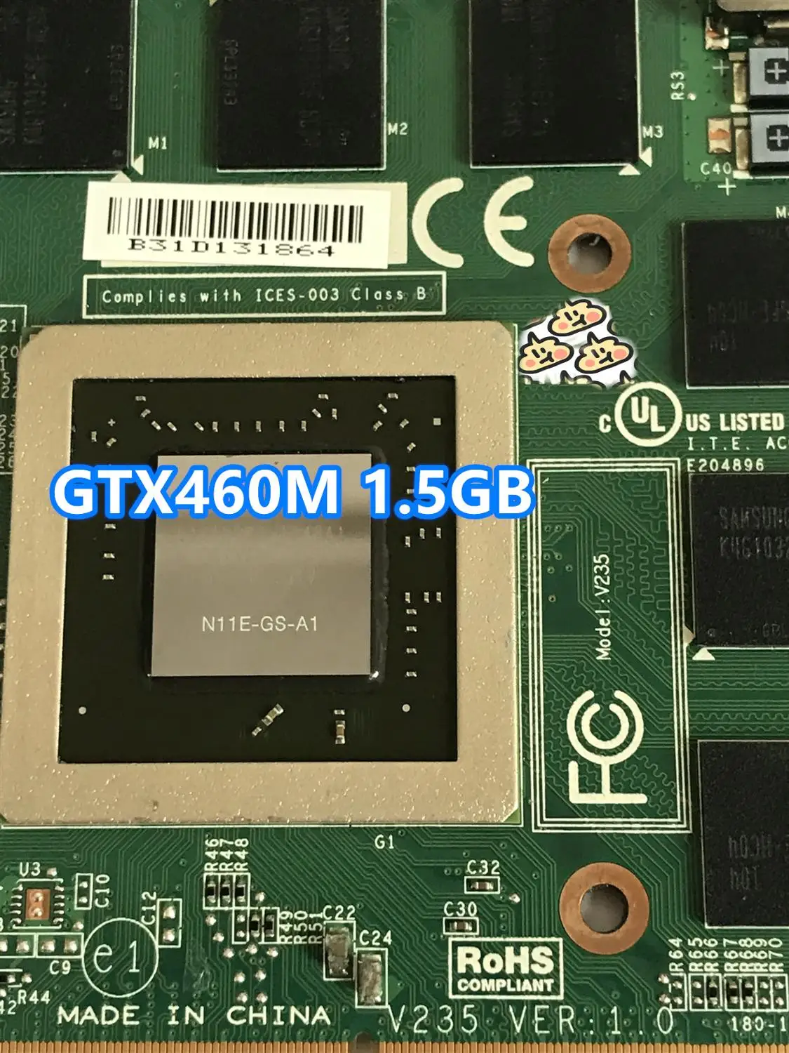 Горячее предложение! Распродажа! GTX460M GTX 460 м VGA Видео Графика карты CN-0479NV N11E-GS-A1 DDR5 1,5 ГБ для ноутбука Dell M15X M17X R1 R2 тест