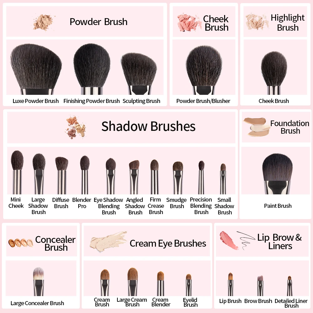 OVW Makeup Brushes Set Professional Tools Goat Hair Powder Blusher Eyeshadow Blending Foundation Cosmetic for Make Up 2