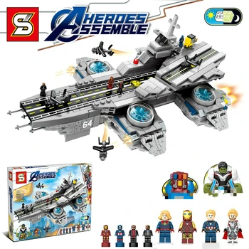 

New 808pcs Super Heroes Series The SHIELD Helicarrier Building Blocks Compatible 76042 Toys Aerial carrier Bricks
