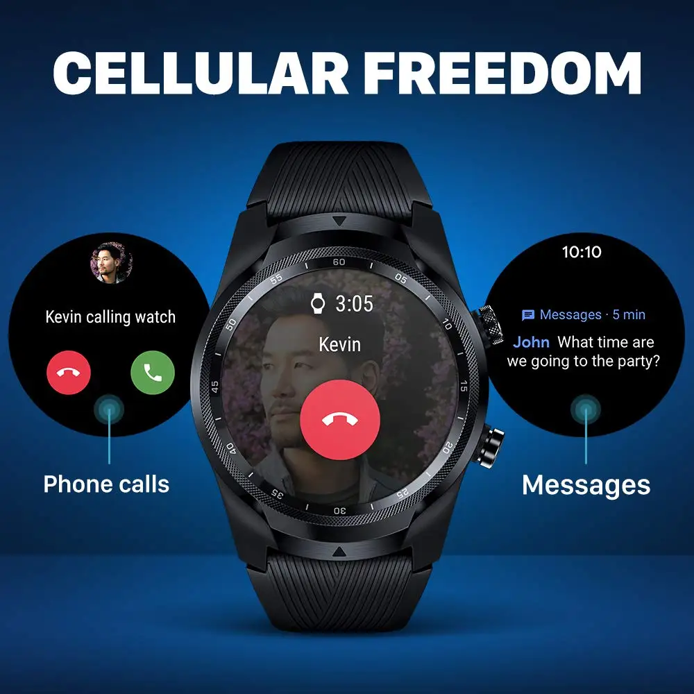  TicWatch Pro 4G/LTE Layered Display Sleep Tracking Swim-Ready 4G Service only Available for US-Veri