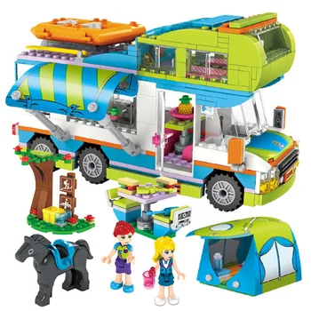 

534pcs Girl City Series Outing Camper Bus Car Model Compatible Lepining Building Blocks Figures Friends Bricks Birthday Toys