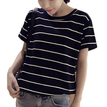 

Fashion Summer Women Loose Striped Round Neck Casual Short Sleeve T-Shirt Top