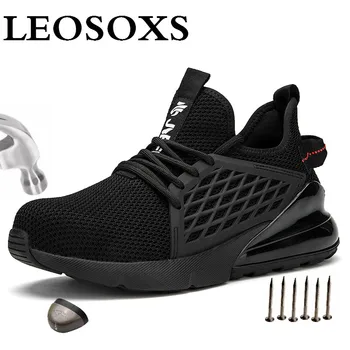 

LEOSOXS Air Mesh Work Safety Boots Men Anti-static Ultra-light soft bottom Steel Toe Cap Indestructible Sneakers Free shipping
