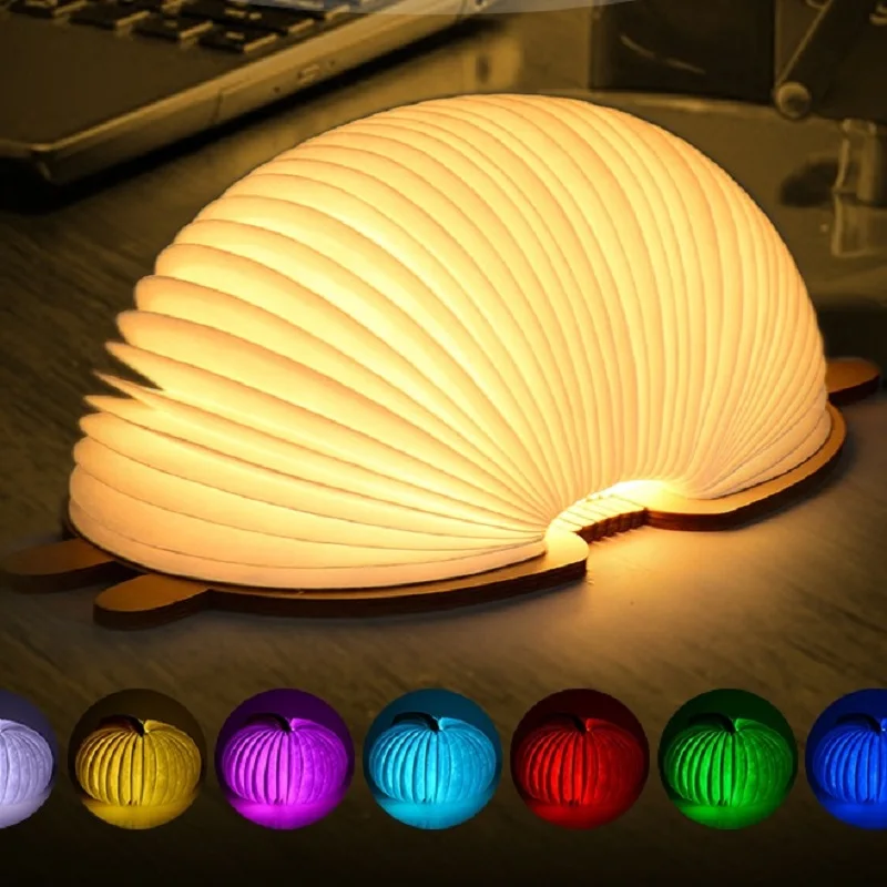 

7 colors Book Night Lamp Animal Light Cartoon Portable USB Rechargeable Wooden LED Book Light Cat Rabbit Panda Pumpkin dog pig