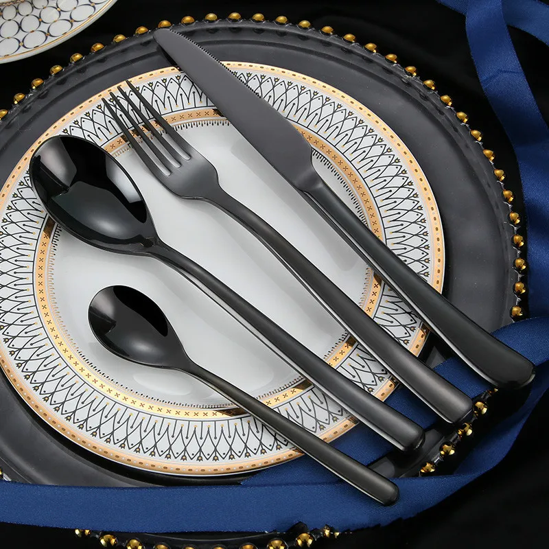 

French Moonlight Stainless Steel Cutlery Spoon Titanium Western Gift Spoon / Steak Knife / Fork / Coffee Spoon Dinnerware Sets