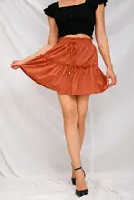 Women High Waist Drawstring Pleated Mini Skirts Sexy Elastic Waist Slim Solid A-line Skirt Vintage Fashion Cute Sweet Skirts