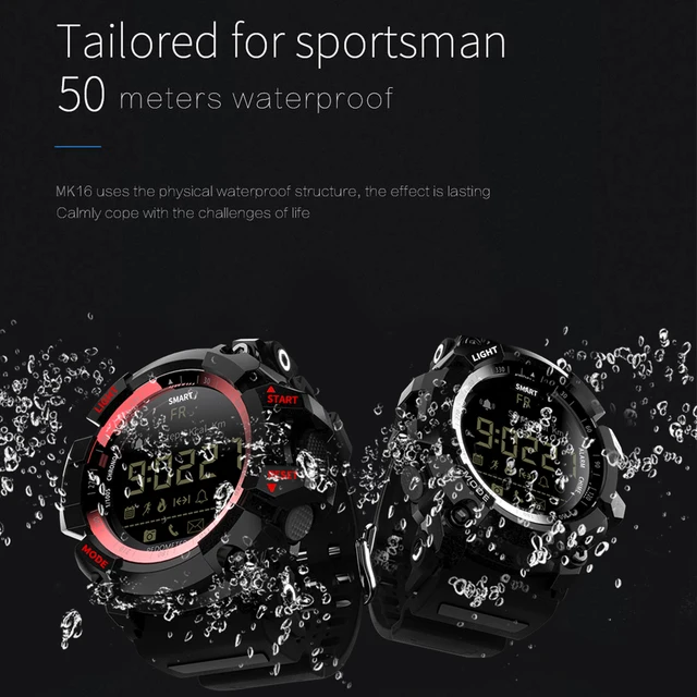 LOKMAT MK16 Bluetooth SmartWatch digital clock Pedometer Fitness Tracker Sports smart watch men IP67 Waterproof For iOS Android 4