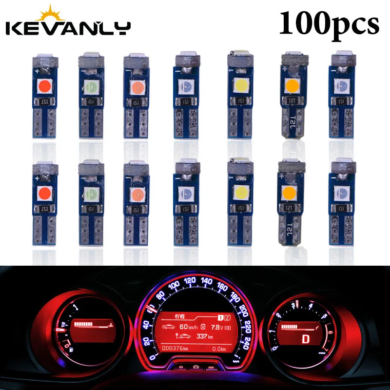 

100PCS T5 LED W3W W1.2W Car Interior 3030 SMD DC 12V Super bright 3 LED Car Dashboard warming indicator Auto Instrument Lamp