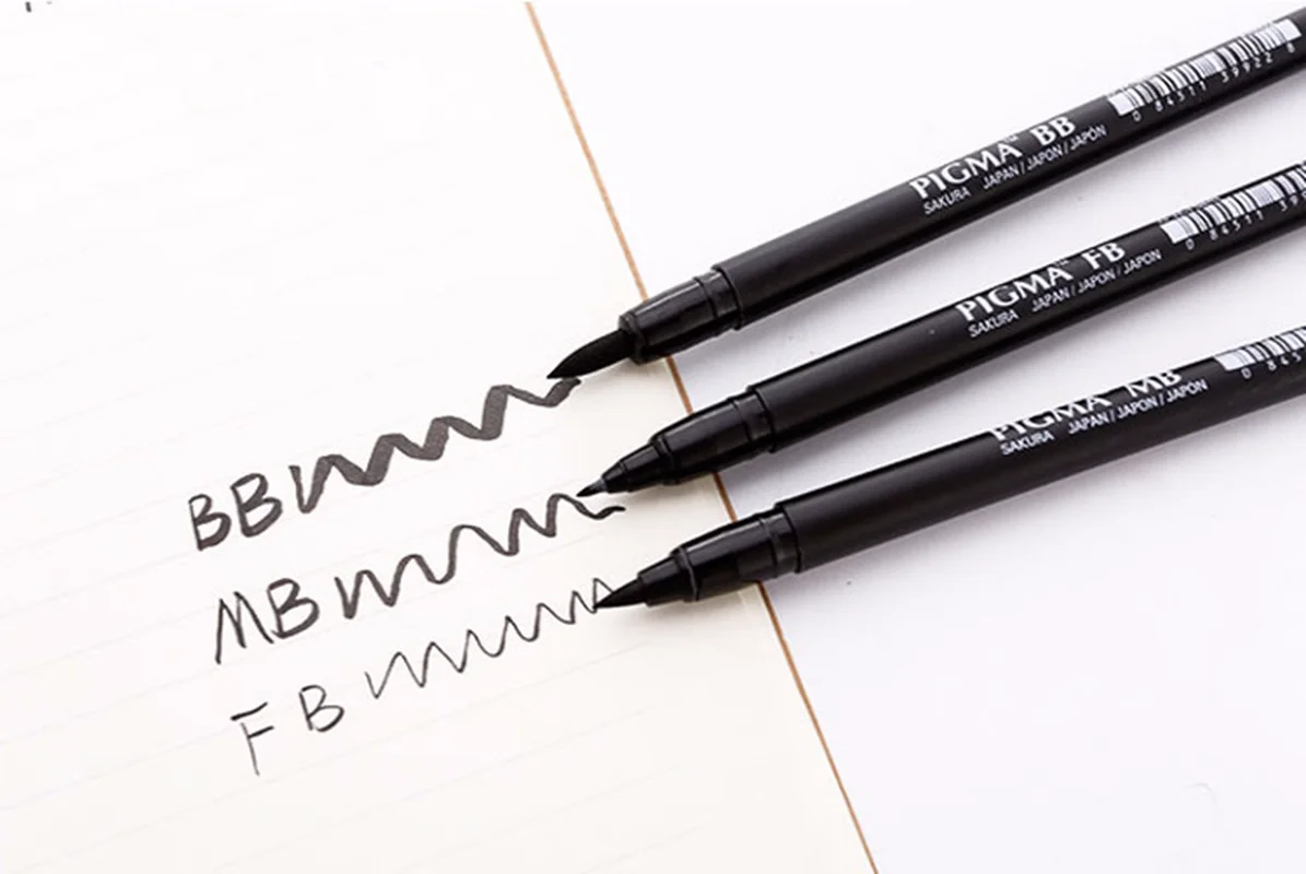 1pcs 일본 사쿠라 PIGMA 서예 브러쉬 펜 파인/미디엄/볼드 팁 전문 펜 브러쉬 아트 마커 Stiften Technical Markers