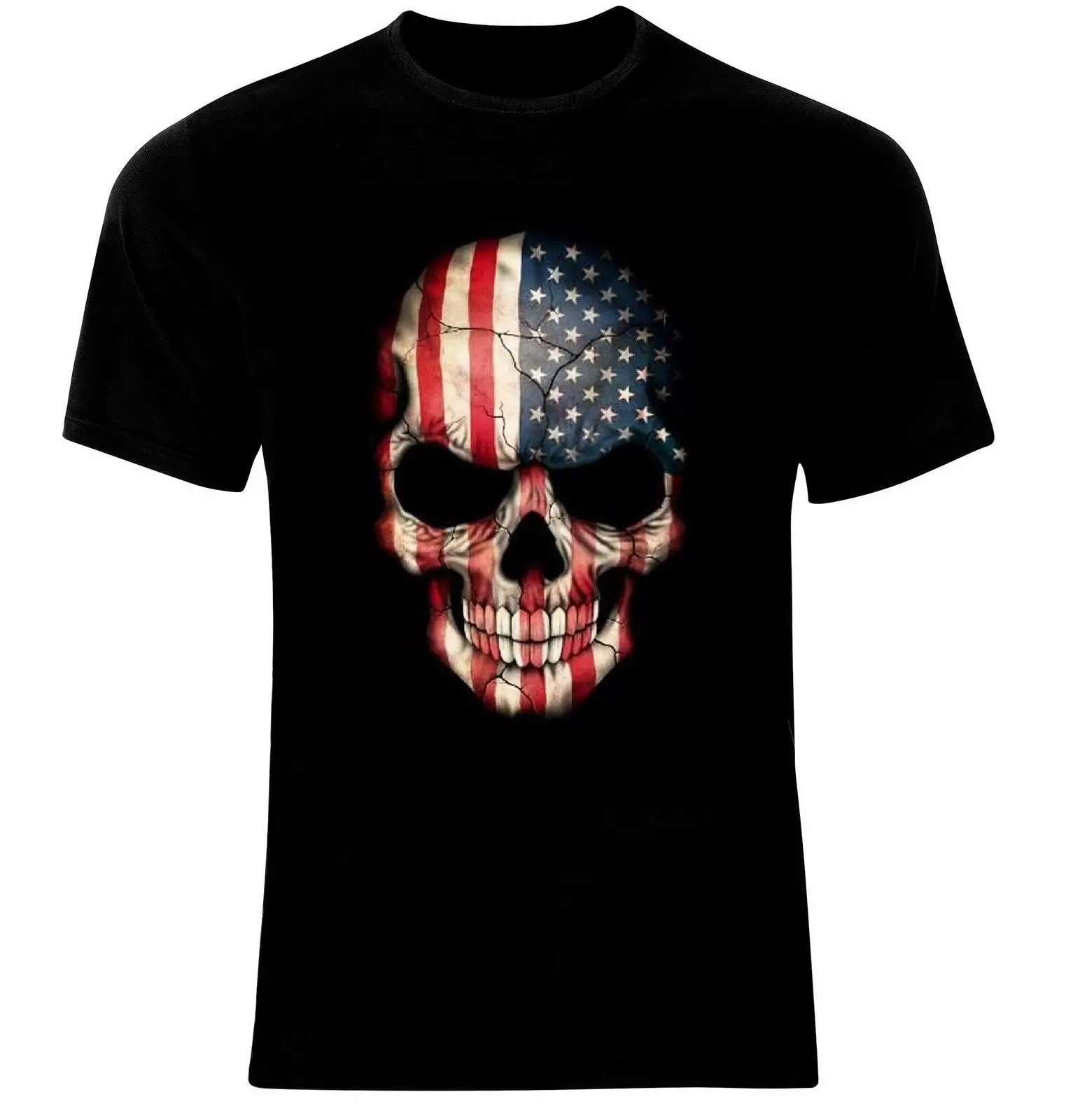 

Skull American Flag USA American Stars T-Shirt. Summer Cotton O-Neck Short Sleeve Men's T Shirt New Size S-3XL