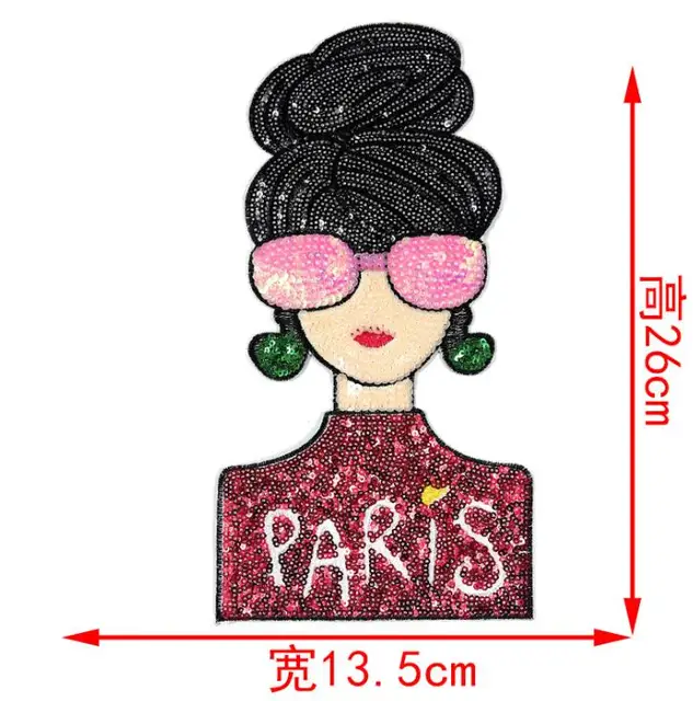 Sequins Patch PARIS Women Diy Clothes Stickers Large Biker Badge Iron Ons Patches For Clothing Strange Things Christmas Gift Antique Brass