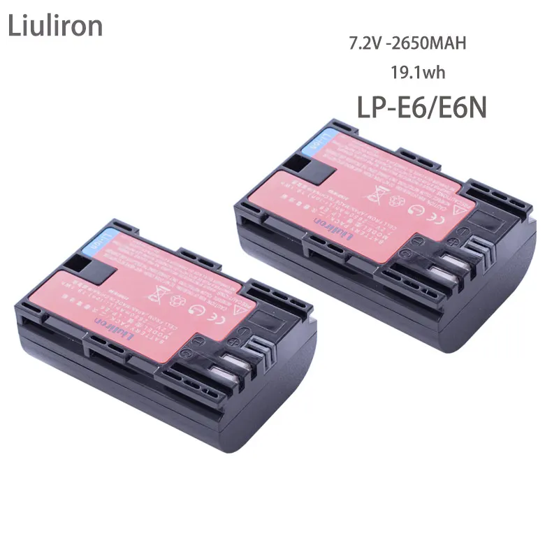 2battery Комплект из 2 предметов LP-E6 LP E6 LP-E6N Батарея Японии Sanyo ячейки+ светодиодный Dual USB Зарядное устройство для цифровой однообъективной зеркальной камеры Canon EOS 6D 7D 5DS 5DSR 5D Mark II 5D 60D 60Da 70D 80D - Цвет: 2battery