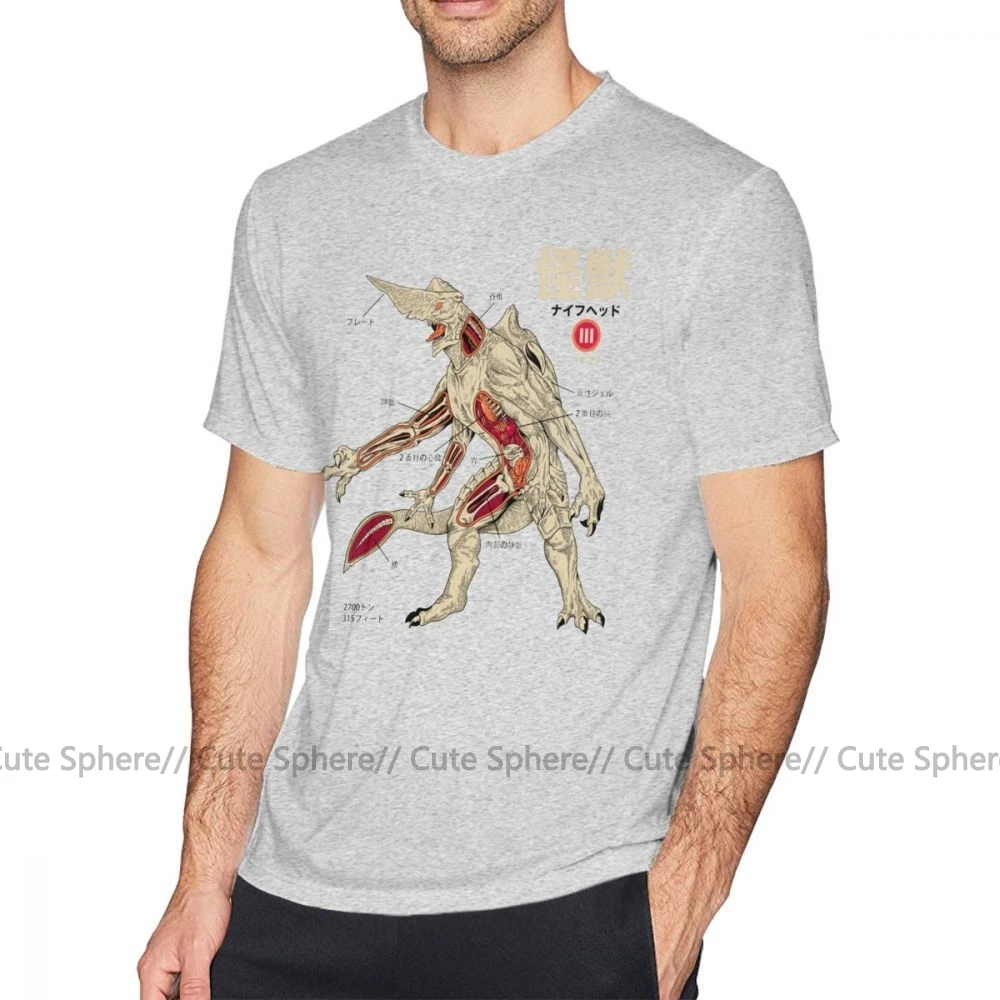 Kaiju футболка Kaiju Anatomy, Мужская футболка 6xl, 100 хлопок, забавная уличная футболка с коротким рукавом и принтом - Цвет: Gray