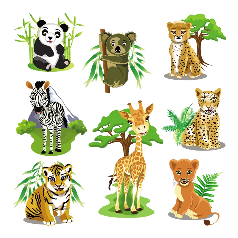 Cute Animals Patches For Kids Iron On Applique Custom Washable Stickers Heat Transfer Parches Environment Friendly | Дом и сад