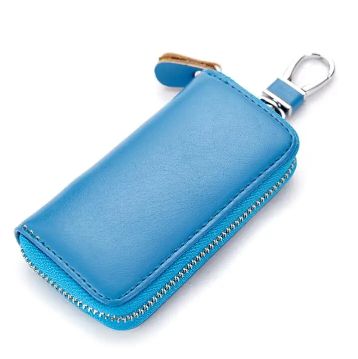 light blue AIMIYOUNG держатель для ключей для женщин и мужчин из натуральной кожи кошелек для ключей Органайзер Сумка кошелек для экономки держатель для карт чехол для ключей для монет - Цвет: light blue