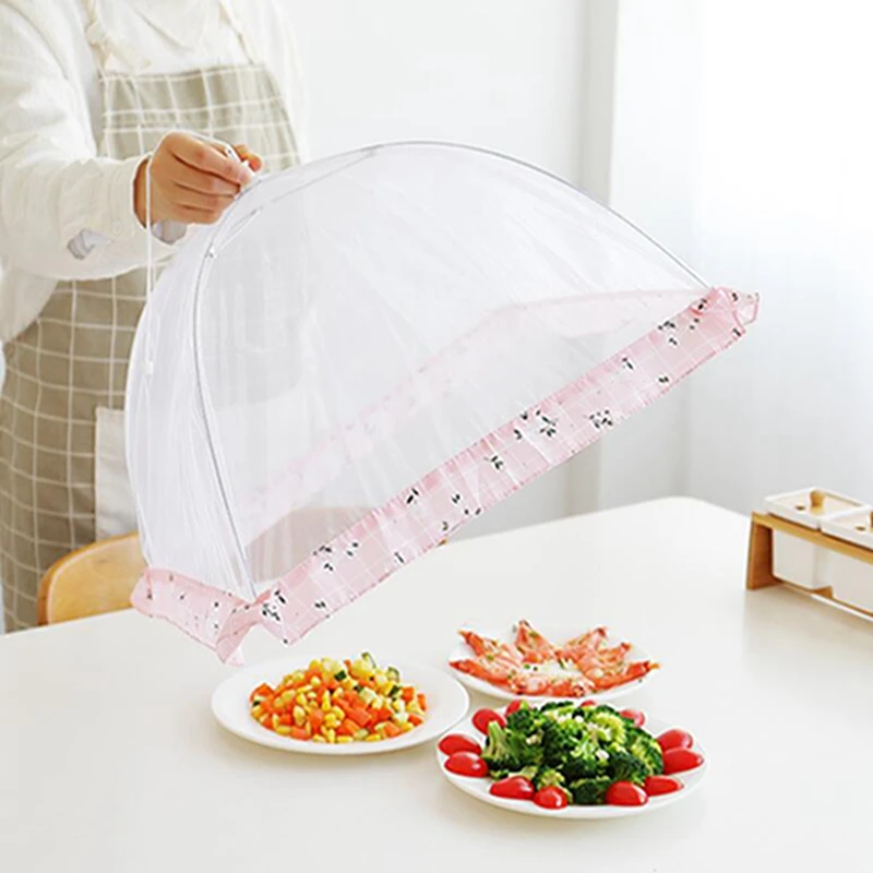 Kitchen Folded Mesh Food Cover Anti Fly Mosquito Umbrella BBQ Picnic Kitchenware Pop-Up Mesh Screen Protect Food Cover Tent