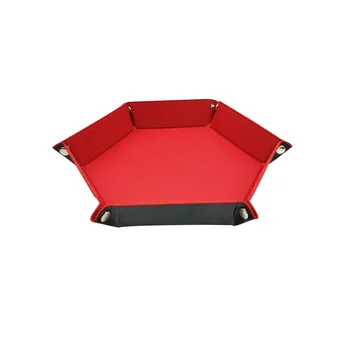

Large Capacity Dice Tray Storage Box Desktop Collapsible Multifunctional Plate Rolling Gift Bar Hexagon PU Leather Folding