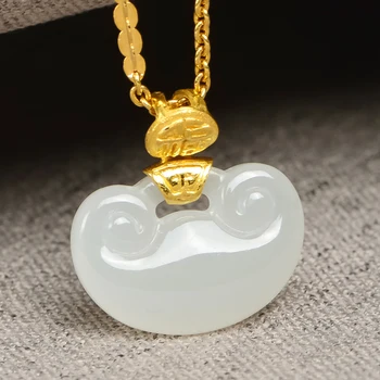 

Natural Hetian Jade White Jade Pendant Women Jade Necklace