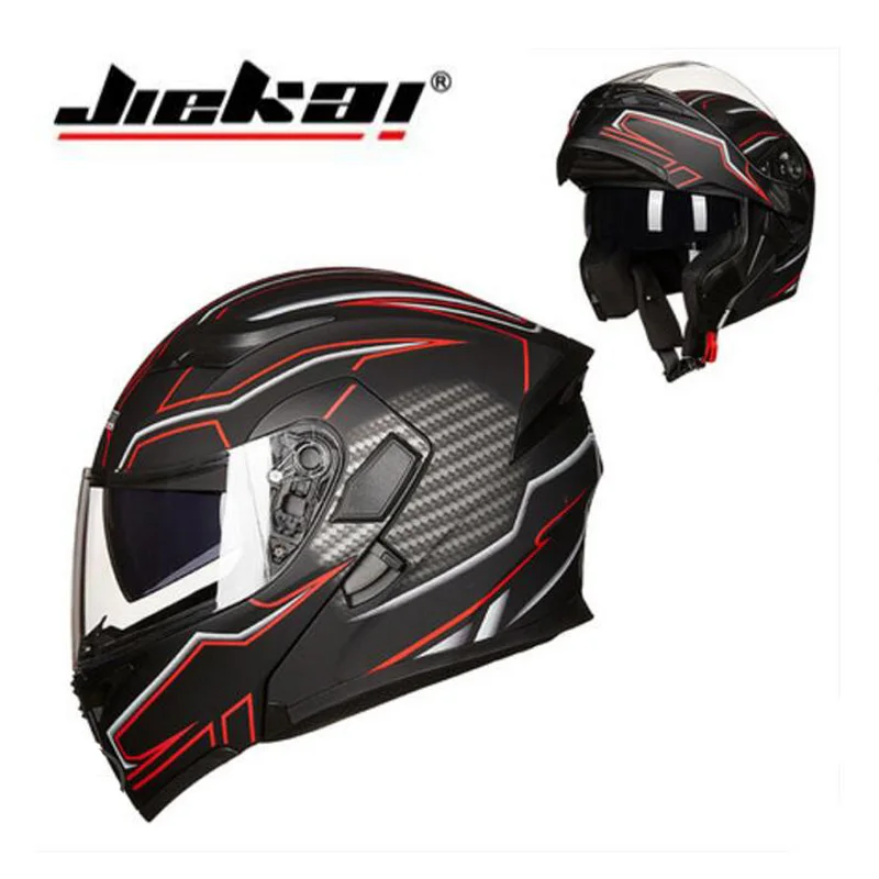 New style Knight protection Flip Up Motorcycle Safety Helmet JIEKAI Open Face Double lens Motorbike Helmets of ABS PC visor