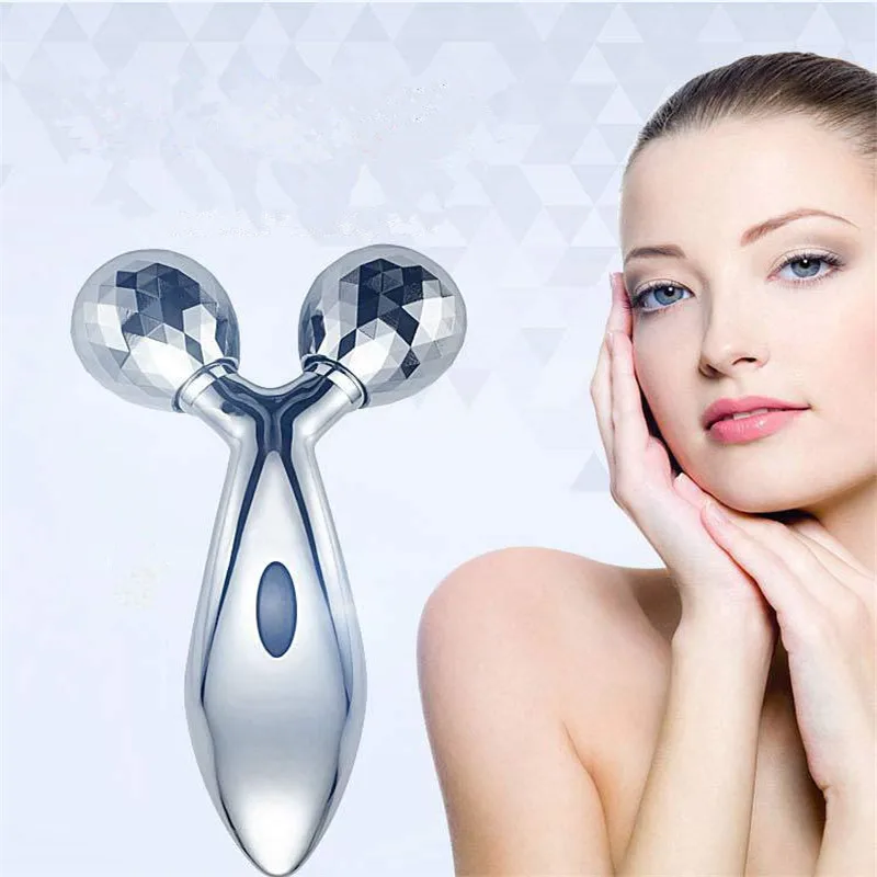  Silver 3D Roller Massager Full Body Shape 360 Rotate Lifting Wrinkle Remover Facial Massage Face Li