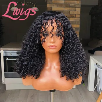 

Cheap Curly 360 Lace Wig With Bangs Brazilian Full Lace Human Hair Wigs With Bangs Deep Curly 360 Lace Frontal Wigs For Women