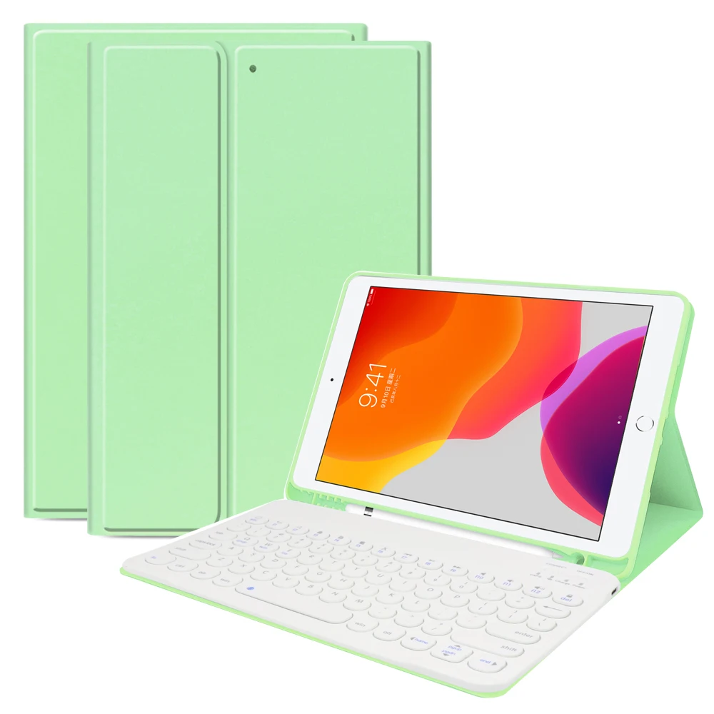 

For iPad 10.2" 2019 American Bluetooth Keyboard Detachable with Flexible Silicone PU Leather Tablet Protective Case and Pen Slot