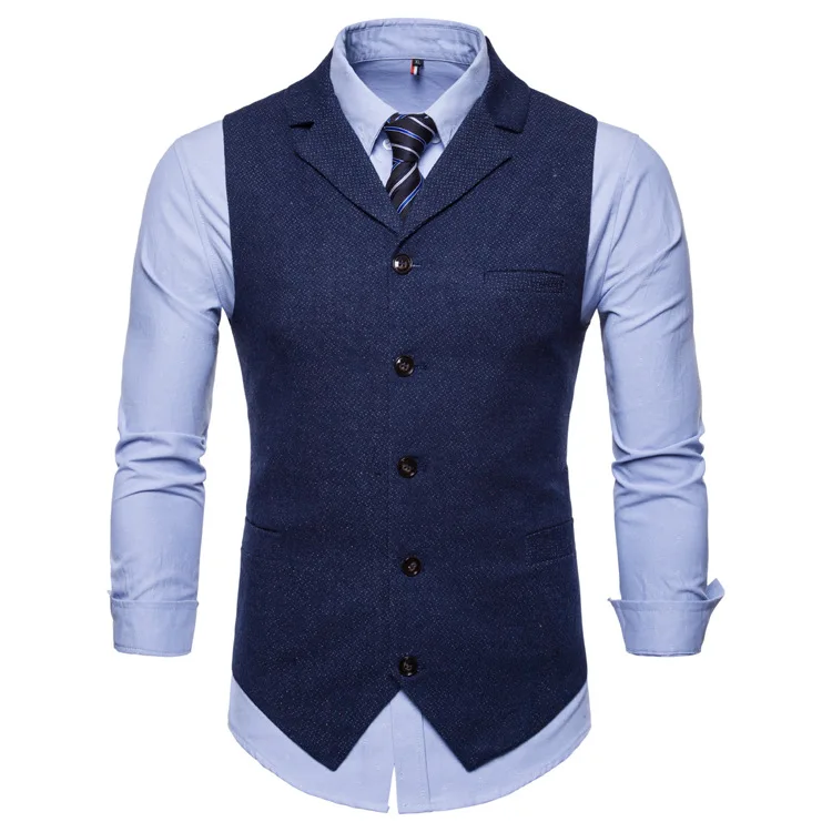 Chaqueta de solapa de un solo pecho para hombre, chaleco informal con Clip, Color liso, primavera y otoño, nueva