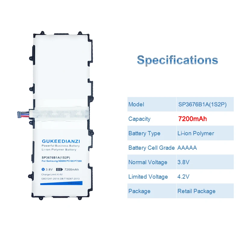 Аккумулятор GUKEEDIANZI 7200 мАч SP3676B1A для samsung Galaxy Tablet Tab 2 Note 10,1 P5100 P5110 P7500 P7510 N8000 N8010+ внешний аккумулятор - Цвет: battery free tool